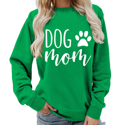 Dog mom printed round neck women's jacket vests foreign trade supply autumn and winter coat casual loose European code cross-border