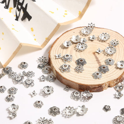 Ancient silver alloy hollow flower holder bead cap bead cap antique DIY step shake hairpin crown accessories