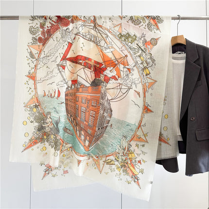 Brandenburg Wool Scarf Women's Autumn and Winter New Water Soluble Wool Long Towel Warm Elegant Light Luxury Long Shawl