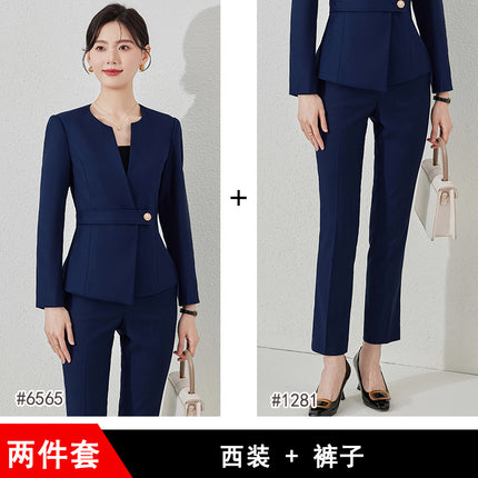 Black Suit suit Women's Spring and Autumn New Professional Fortress Jewelry Gold Shop Tooling Front Desk Reception Sales Work Clothes