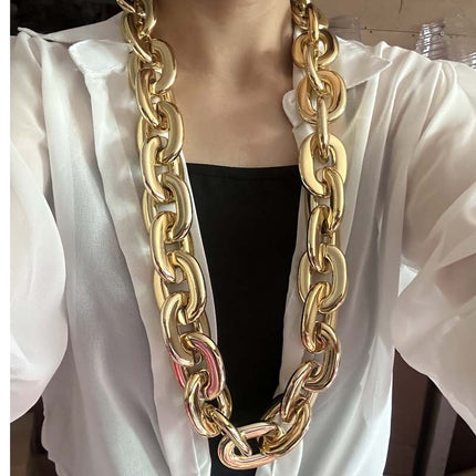 2025 Halloween Christmas Necklace Holiday Party Team Fan Ccb Thick Necklace Exaggerated Hip-Hop Big Gold Chain