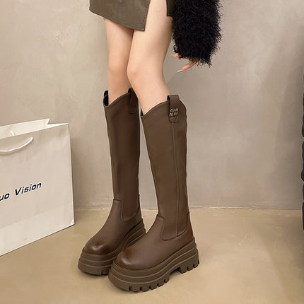 Thick-Soled Over-The-Knee Boots for Women, New Retro Fashion Leather Boots, Elegant Popular Street Fashion Boots, Knight Boots