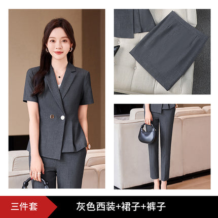 Business wear suit women's summer thin summer elegant goddess fan Gao end hotel front desk workwear suit overalls