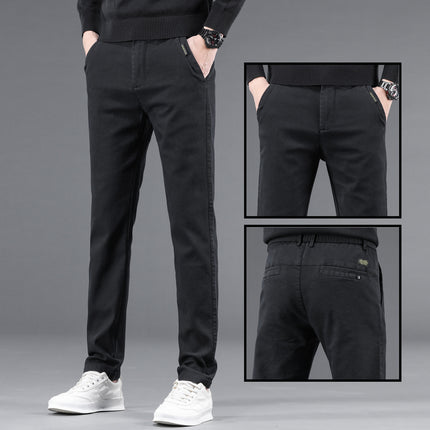 2024 Autumn and Winter Thickened Men's Casual Pants New Style Warm Explosions Straight Slim-fit Business High-end All-match Pants for Men