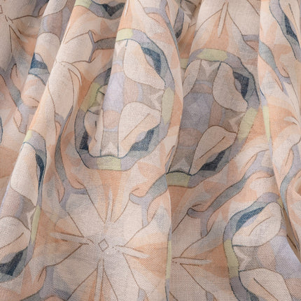 Simple and Elegant Fresh Powder Orange Abstract Flower Printed Cotton and Linen Feel Scarf Women's Travel Photo Decorative Shawl Beach Towel