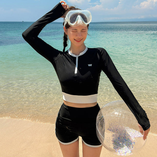 2025 Korean Long-Sleeved Swimsuit Women's Slimming Look Split Swimsuit Wetsuit Jellyfish Suit Snorkeling Suit Bikini