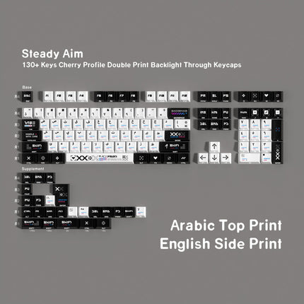 Printing set double engraved light transmission Pbt thermal sublimation original full set of key caps German Korean Spanish European gauge