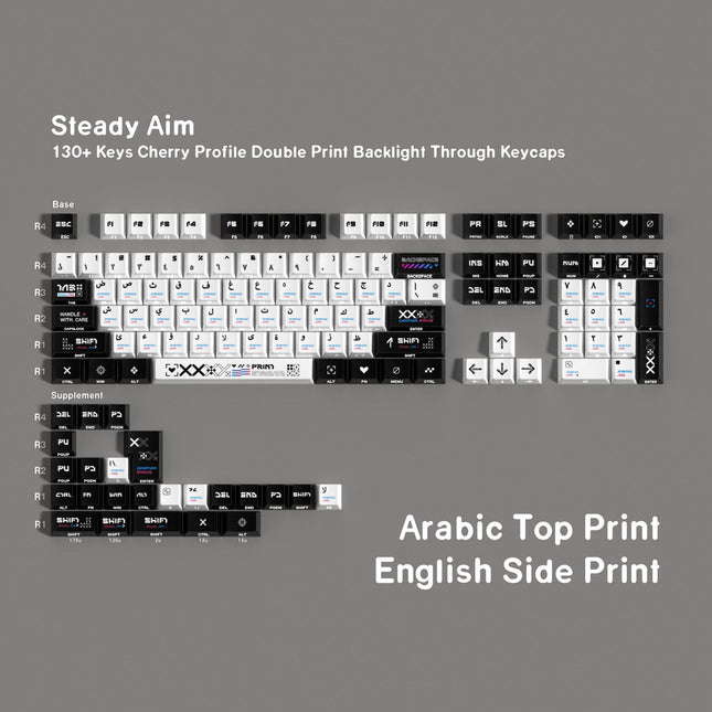 Printing set double engraved light transmission Pbt thermal sublimation original full set of key caps German Korean Spanish European gauge