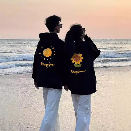 High-End Oversized Unisex Tops, Special Couple Outfits, Autumn and Winter Fleece Hooded Sweatshirts, Trendy Brand Class Uniforms