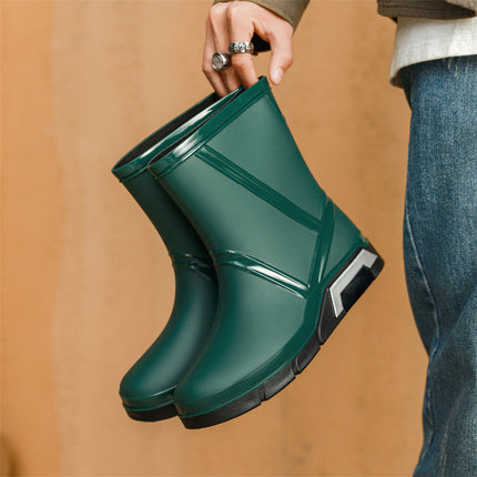 Cross-Border Mid-Tube Rain Boots for Men, Camping Non-Slip Non-Slip Rain Boots, Kitchen Work Rubber Shoes, Waterproof Shoes, Fishing Wading Boots