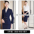 Blue suit + skirt + shirt / S