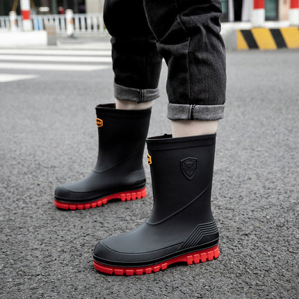 Men's Fashionable All-match Mid-barrel Japanese Rain Boots Outer Wear Thick Bottom Wear-resistant Kitchen Fishing Anti-slip Waterproof
