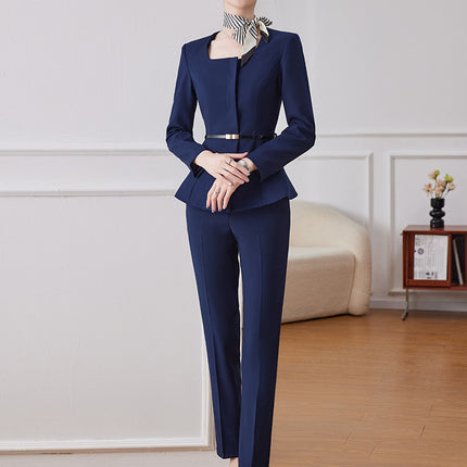 dark blue Professional suit Female Spring and Summer Hotel Manager Front Desk Reception Gold Shop Work Clothes Dress Suit Uniform