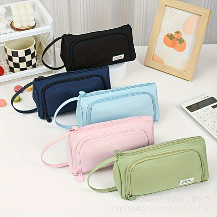 Triangular Large-Capacity Pencil Case and Stationery Box, Thickened Partitioned Storage Student Stationery Bag for Primary, Middle, and High School Students Wholesale