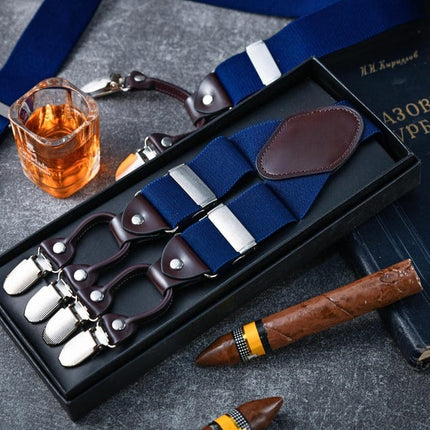 Adult Men's 6-Clip Adjustable Elastic Y-Shaped Suspenders, Comfortable and Highly Elastic