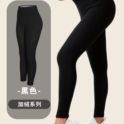 Cross-Border Popular High-Waisted Leggings Thermal Pants Fleece-Lined Thick Plain Faux Sherpa Leggings for Autumn and Winter Women