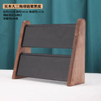 Walnut color large triangle double-layer necklace rack black leather