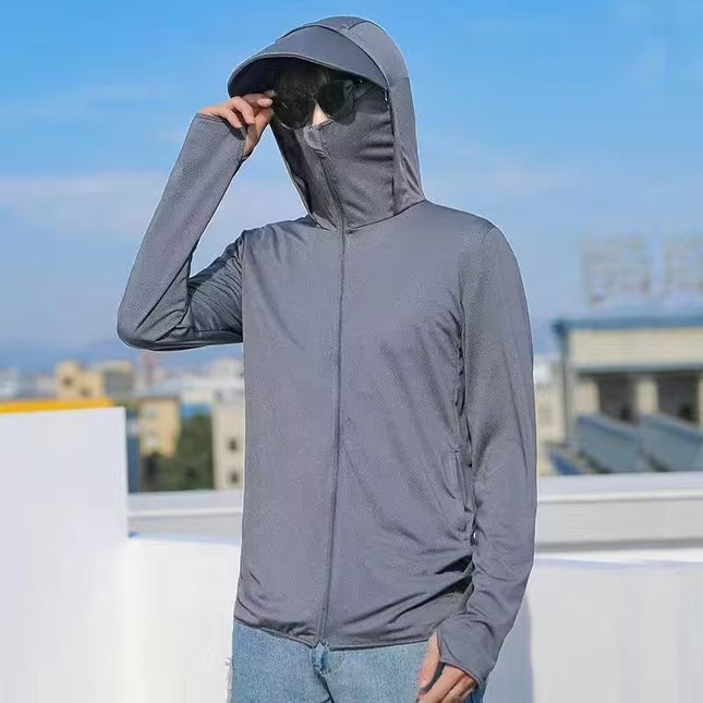 Sun-protective Clothing Men's UV-resistant Outdoor Biking Take-out Face-covered Ice Silk Fishing Skin Summer Breathable Sun-protective Clothing