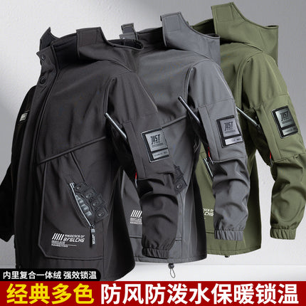 Winter Velvet Water-Style Jacket, Outdoor Work Clothes, Wear-Resistant Work Clothes, Cold and Warm Labor Protection Suit