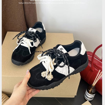 Soft Leather Version ~ Casual Thick-Soled Moral Training Shoes for Women 2025 Autum New Style Versatile Height-Increasing Sports for Small People