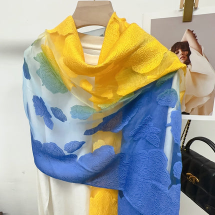 Three-dimensional Flower Cutting Scarf Women's Spring and Autumn Korean-style Organza Rose Long Scarf Gauze Dual-use Shawl