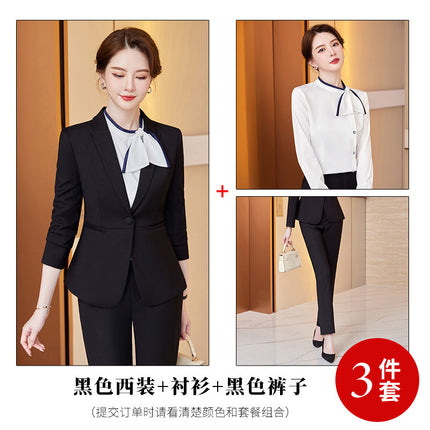 Professional Suit Long Sleeve Dress Women's Autumn Tooling Hotel Manager Dress Jewelry Store Front Desk Reception Work Clothes