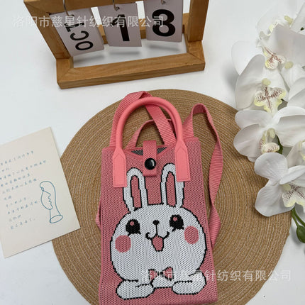 Girl's Heart-Shaped Knitted Crossbody Bag