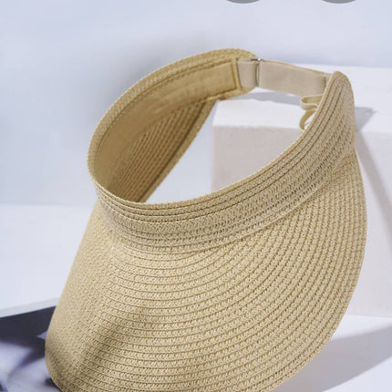 Amazon Hot Selling Straw Hat Women's Empty Top Straw Hat Rollable Adjustable Empty Top Straw Hat Duck Tongue Folding Straw Hat