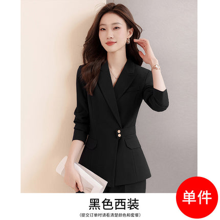 Suit suit Women's Spring and Autumn Business Wear Temperament Goddess Fan Waist Tight Business Dress Workplace Office Workers High-end Suit