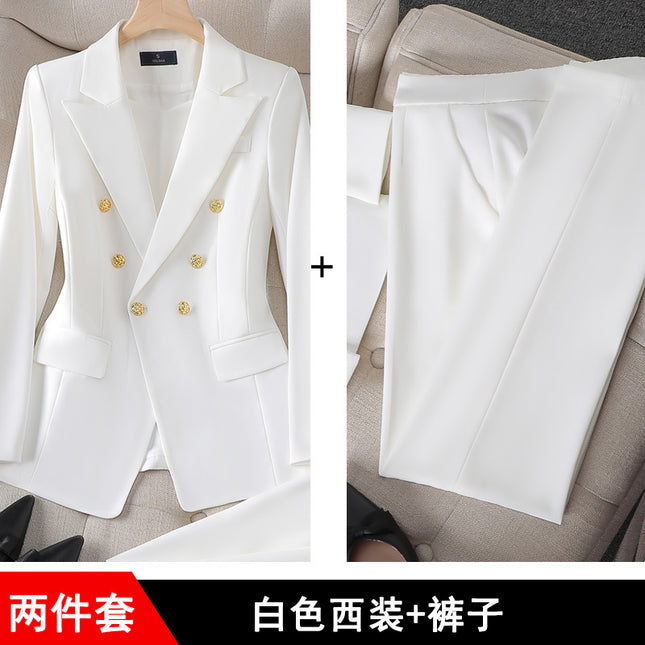 Zihong Zihong Suit suit Women's White Fashion Dress Suit High-end Temperament Goddess Fan suit 8017