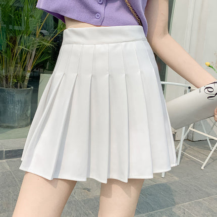 White jk pleated skirt spring and autumn preppy style high waist A- line skirt slimming versatile skirt women's gray short skirt