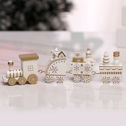 Strict selection of Christmas decorations cartoon creative children's Christmas gifts small train wooden window desktop ornaments