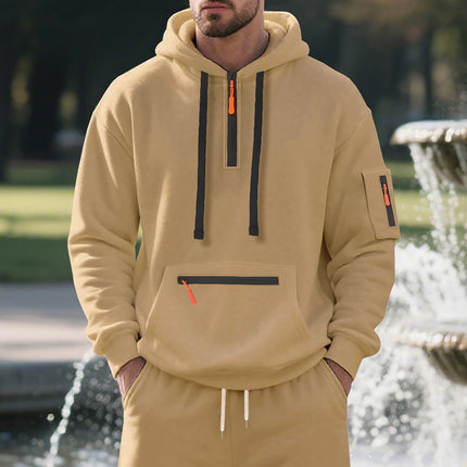 Cross-Border Amazon New Product Launches New Winter Loose Velvet American Casual Men's Sports Workwear Hooded Sweatshirt