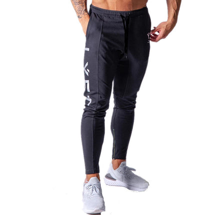 New Sports Trousers Men's Running Training Cotton Slim-fit Skinline Pants Lace-up Casual Sweater Pants Casual All-match