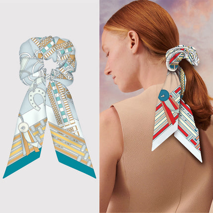 Korean foreign trade new belt chain twill silk women's fashion decorative ponytail tie hair rope hair band hair tie hair accessories