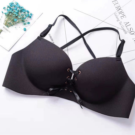 Backless Strap Traceless Women's Bra One-piece Push-up Cross Back Beautiful Back Adjustable Underwear Factory Direct Supply