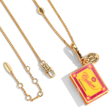 Light Luxury and High-End Enamel Glaze Printed Letters Can Open Chocolate Square Box Pendant Necklace Women's Pendant Accessories