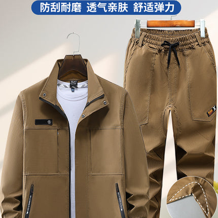 Work Clothes suit Men's Spring and Autumn Wear-Resistant Workwear Labor Suit Elastic Camouflage Suit Thickened Auto Repair Training Suit Outdoor