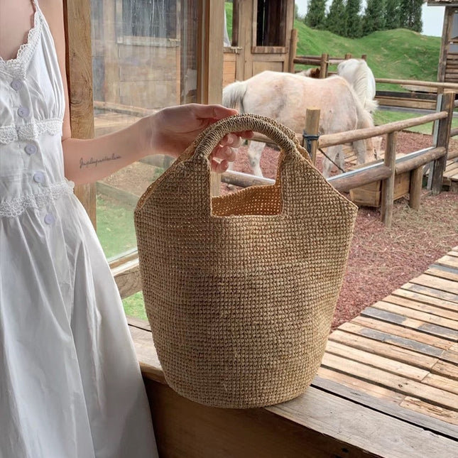 2026 New High-End Raffia Woven Bag, Handmade Straw Bag, Seaside Vacation Beach Bag, Hand-Held Tote Bag