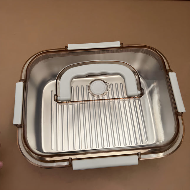 304 Stainless Steel Preservation Box Food Sealed Lunch Box for Microwave Lunch Box Large Capacity Square with Handler