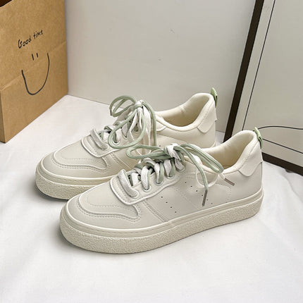 2762 Women's White Shoes 2024 Spring Waterproof Low-Top Thick-Soled Shallow Mouth Hollow Versatile Casual Shoes Breathable and Comfortable