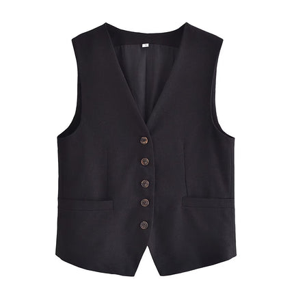 European and American 2023 New Fashion Women's Blended Vest Vest 7747356 High Waist Casual Shorts 7748356 Trendy
