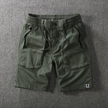 Japanese Retro Tooling Shorts Summer Men's Washed Cotton Elastic Micro Elastic Comfortable Sports Tooling Shorts Shorts
