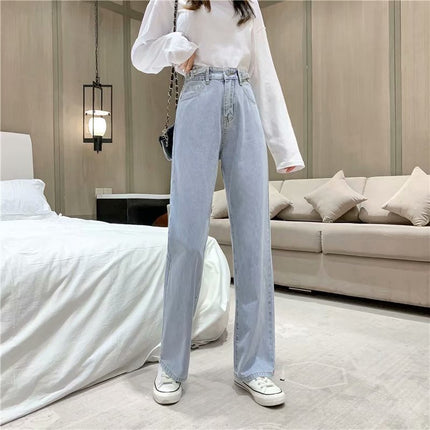 High waist wide leg jeans for women Summer 2024 New slimming versatile draping retro straight mop pants trendy