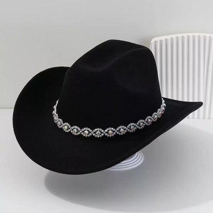 Solid Color Light Board Felt Western Cowboy Hat Outdoor Autum Hat Women's Simple French Hat Men's High-End