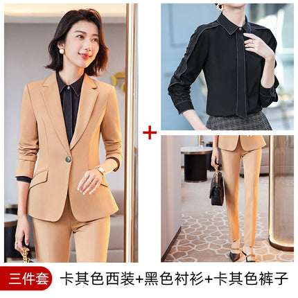 High-end red suit suit women's autumn and winter workwear jewelry hotel front desk workwear temperament professional suit jacket