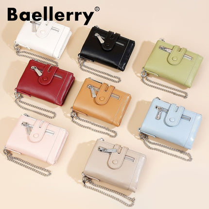 Baellerry New Cross-Border Women's Wallet Double Zipper Fashion 70% off Short Multi-Card Slot Wallet Card Holder for Women