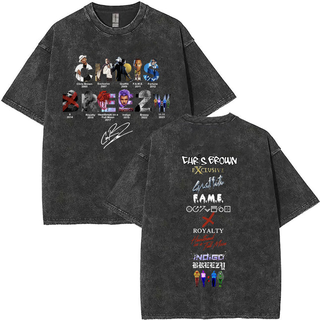 Vintage Washed Chris Brown Pop Music Album Cover Graphic t Shirt