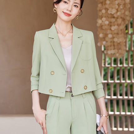 Short Blazer for Petite Women, Stylish Suit Set, 2025 New Spring and Autumn Casual Formal Two-Piece Set