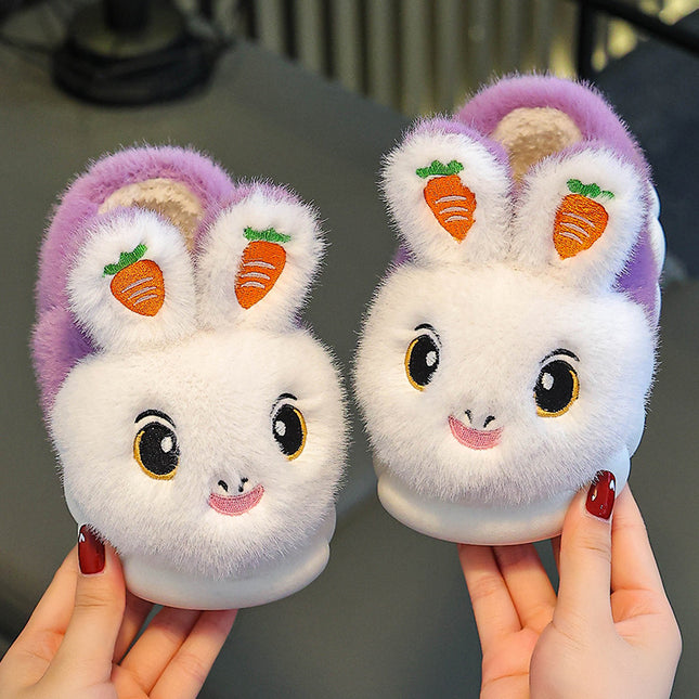 Winter Children's Cotton Slippers Girls' Princess Non-slip Warm Parent-child Large Small and Medium-sized Children's Baby Toddler Bag with Cotton Shoes Winter